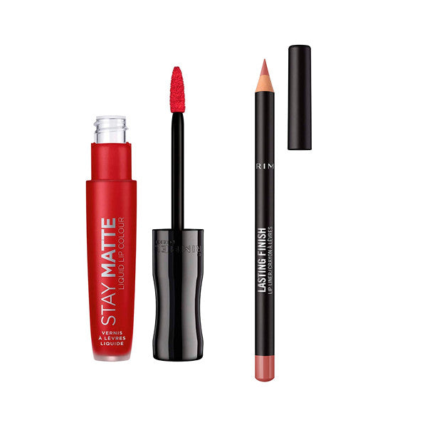 Set Rossetto Liquido Stay Matte + Matita Lasting Finish - Rimmel London : 500 Fire Starter - 1