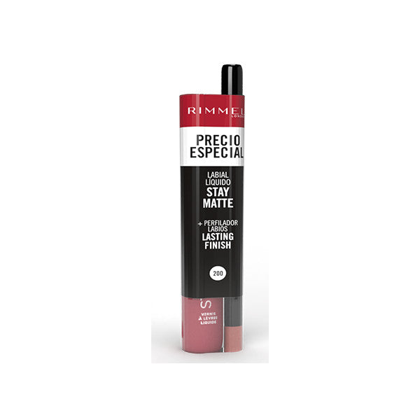 Set Rossetto Liquido Stay Matte + Matita Lasting Finish - Rimmel London : 200 Pink Blink - 1