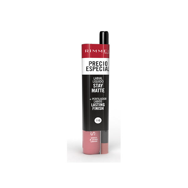 Set Rossetto Liquido Stay Matte + Matita Lasting Finish - Rimmel London : 110 Blush - 1