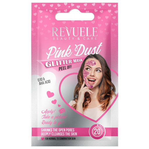 Peel Off Face Mask Pink Dust Glitter Q10 e Aha - Revuele - 1