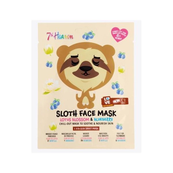 Maschera per il viso Animal Mask Orso Pigro Fiore di Loto e Mirtillo - 7th Heaven - Montagne Jeunesse - 1