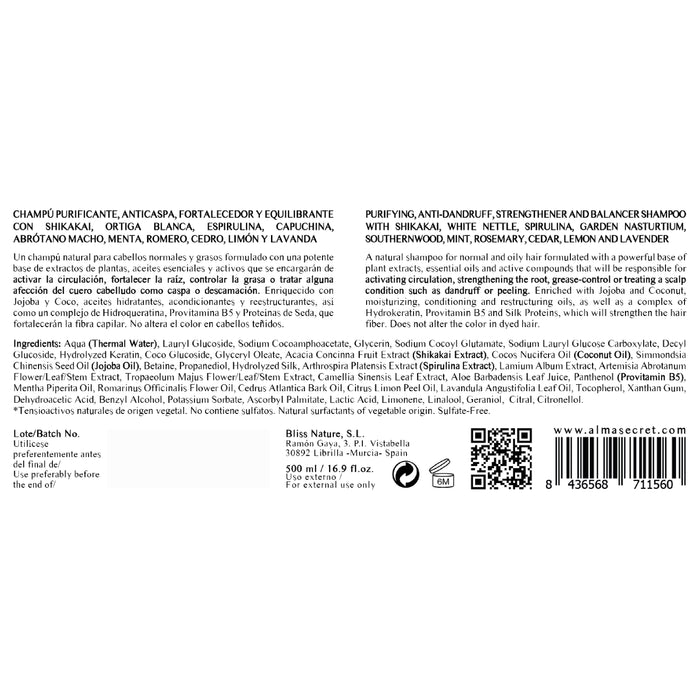Shikakai Shampoo (per la caduta dei capelli, l&#39;untuosità, la forfora e la dermatite) - 500 ml - Alma Secret - 2