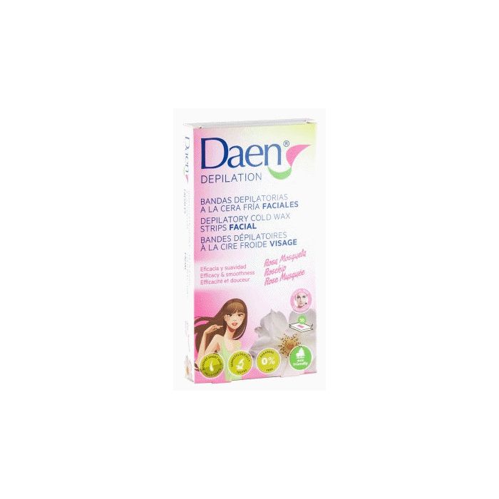 Striscia Depilatoria Viso Cera Fredda Rosa Mosqueta - Daen - 1