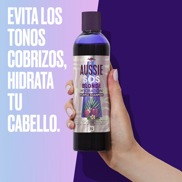 Sos Shampoo Idratante Viola per Capelli Biondi: 290 ml - Aussie - 3