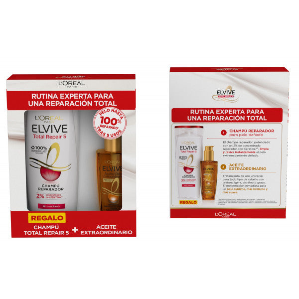 Total Repair Chest con Shampoo per Capelli Danneggiati + Olio: Set 2 Prodotti - Elvive - 1