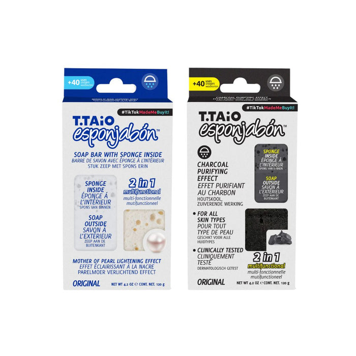Pacchetto di 2 SpugnaSapone: Spugna + Sapone 2 in 1 - 120gr - T.taio : Perla + Carbon - 1