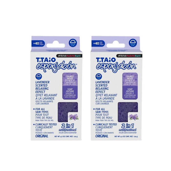 Pacchetto di 2 SpugnaSapone: Spugna + Sapone 2 in 1 - 120gr - T.taio : 2x Lavanda - 1