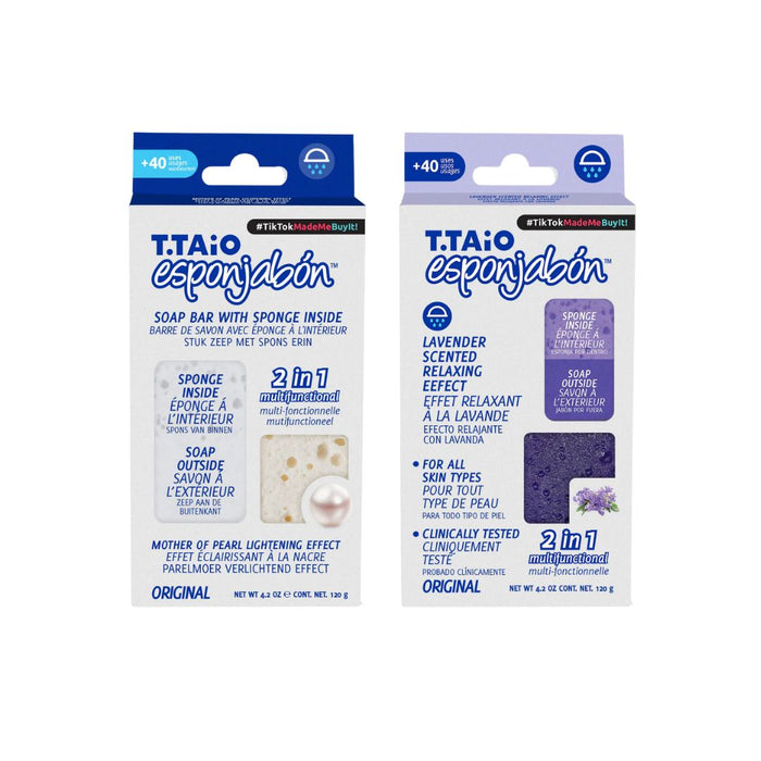 Pacchetto di 2 SpugnaSapone: Spugna + Sapone 2 in 1 - 120gr - T.taio : Perla + Lavanda - 1
