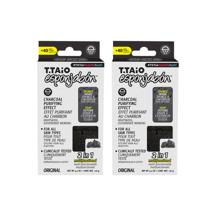 Pacchetto di 2 SpugnaSapone: Spugna + Sapone 2 in 1 - 120gr - T.taio : 2x Carbón - 1