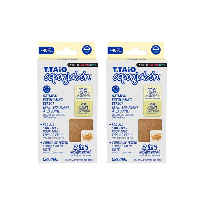 Pacchetto di 2 SpugnaSapone: Spugna + Sapone 2 in 1 - 120gr - T.taio : 2x Avena - 1