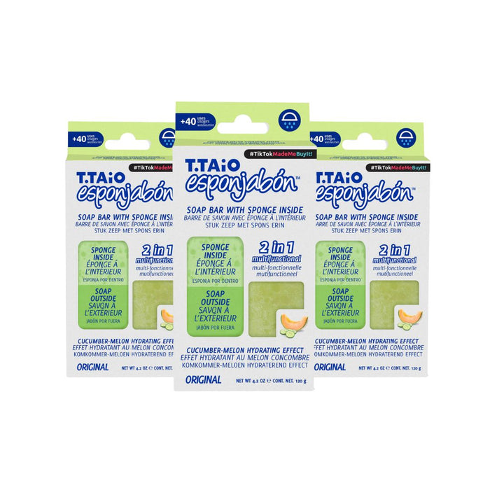 Confezione di 3 SpugnaSapone: Spugna + Sapone 2 in 1 - 120gr - T.taio : 3x Pepino - 1