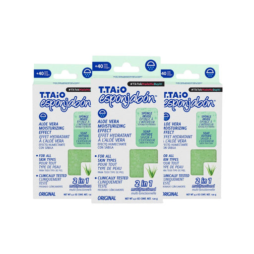 Confezione di 3 SpugnaSapone: Spugna + Sapone 2 in 1 - 120gr - T.taio : 3x Aloe - 1