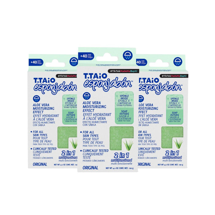 Confezione di 3 SpugnaSapone: Spugna + Sapone 2 in 1 - 120gr - T.taio : 3x Aloe - 1