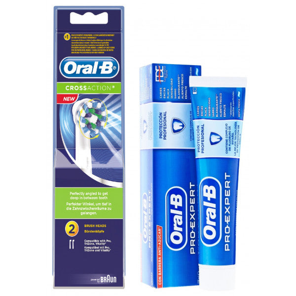 Ricarica Cross Action e dentifricio Pro-Expert: 2 unità + 75 ml - Oral-b - 1