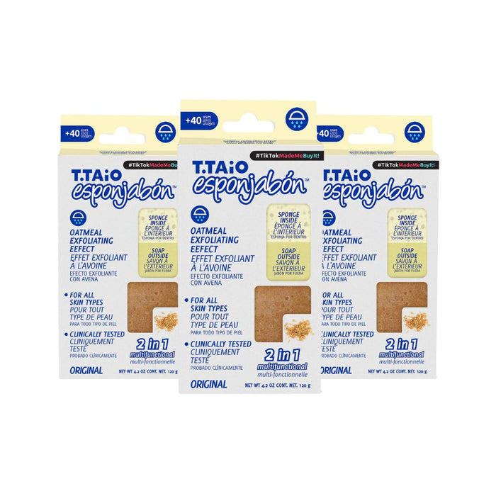 Confezione di 3 SpugnaSapone: Spugna + Sapone 2 in 1 - 120gr - T.taio : 3x Avena - 1