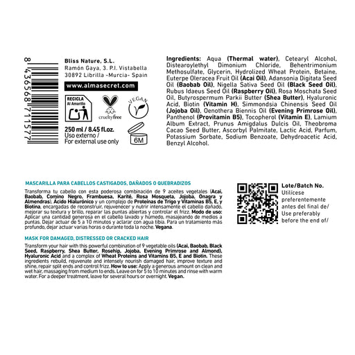 Maschera per capelli Maschera riparatrice estrema per capelli danneggiati 250 ml - Alma Secret - 2