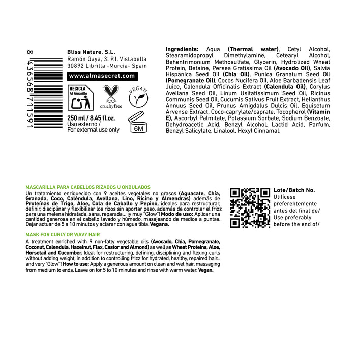 Maschera Capelli Ricci e Mossi Capelli Ricci Superglow Mask 250 ml - Alma Secret - 2