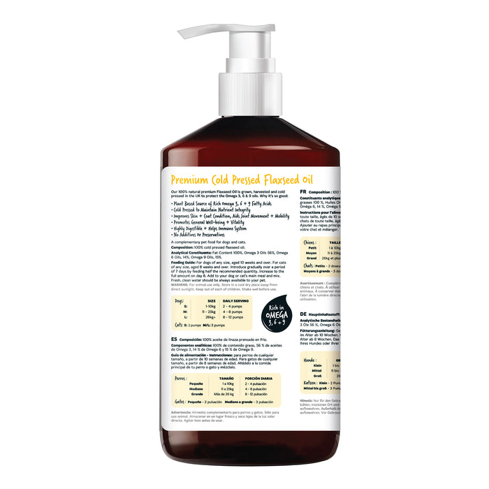 Olio di semi di lino 100% naturale per cani e gatti 500 ml - Bugalugs - 3