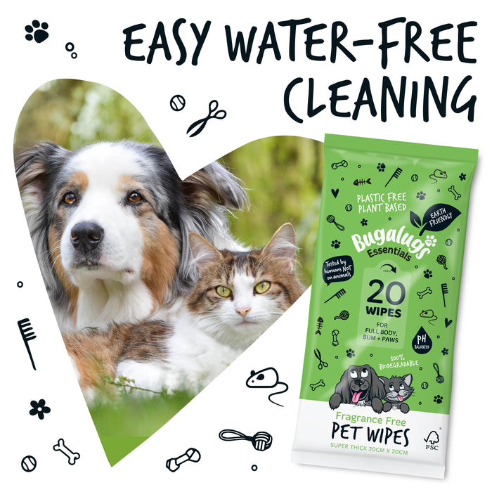 Salviettine biodegradabili per animali senza profumo (110 pezzi) - Bugalugs : 20 uds - 3