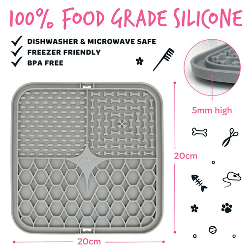 Tappetino Leccapiscia Antistress per Cani e Gatti - Grigio - Bugalugs - 2