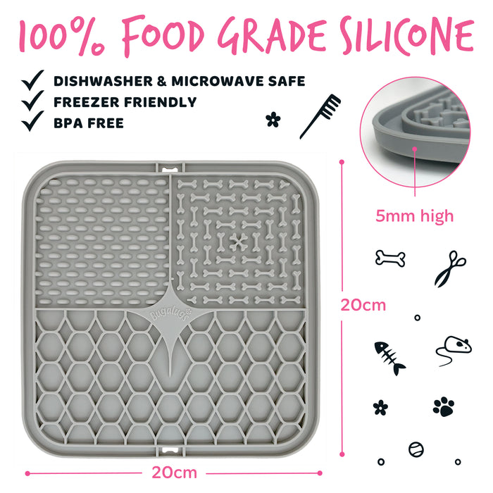 Tappetino Leccapiscia Antistress per Cani e Gatti - Grigio - Bugalugs : Gris - 2