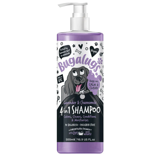 Shampoo 4 in 1 - Balsamo e Spray Districante - Lavanda & Camomilla - Bugalugs : 500 ml - 1