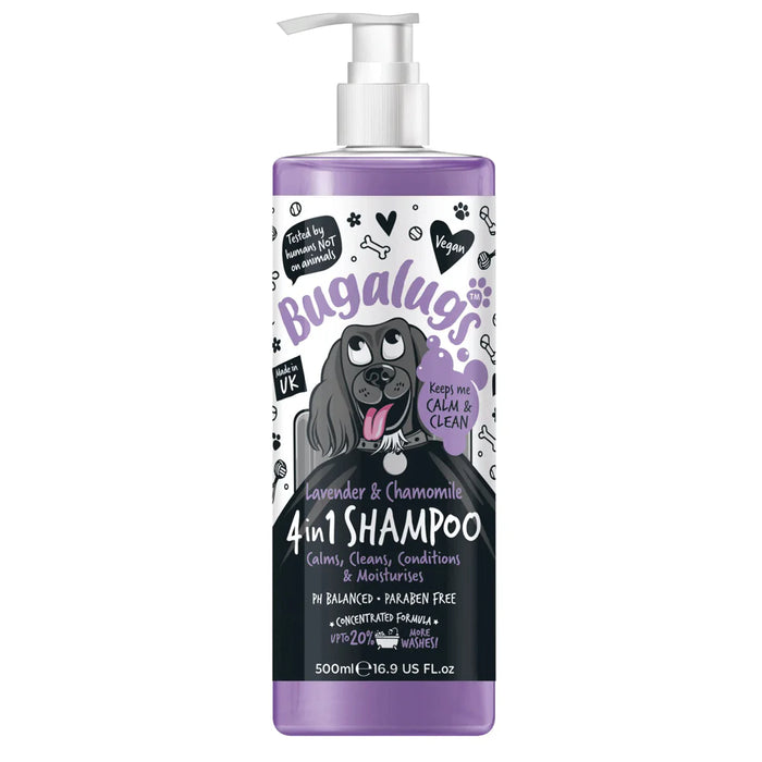 Shampoo 4 in 1 - Balsamo e Spray Districante - Lavanda & Camomilla - Bugalugs : 500 ml - 1