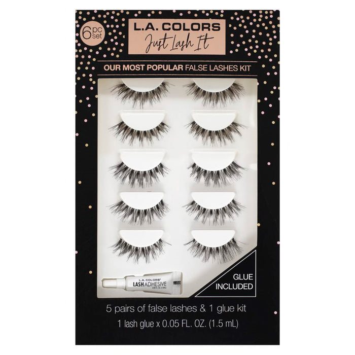 La Colors Set 6 Pari di Ciglia e Colla Just Lash It - L.A. Colors - 1