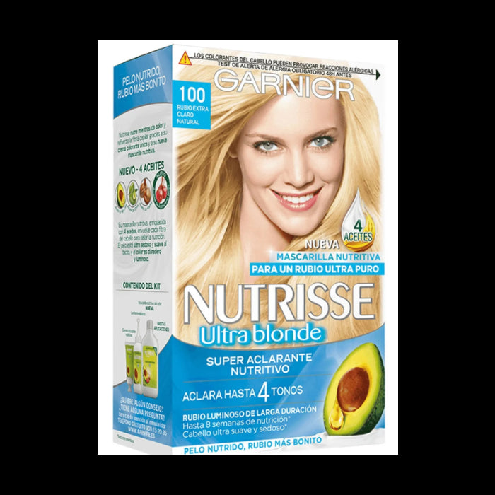 Nutrito con colorante permanente - Garnier : Nutrisse Crème - 100 Rubio Extraclaro Natural - 1