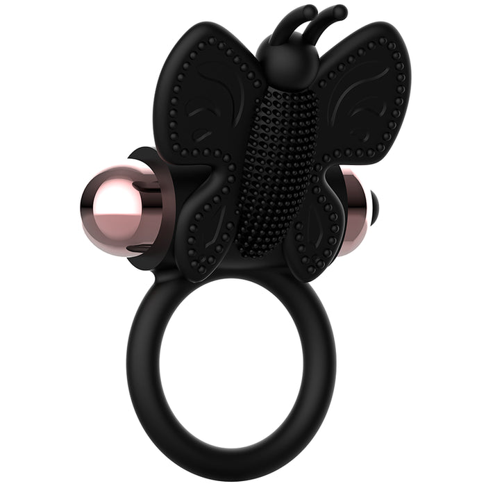 Anello Vibrante Farfalla Cock Ring Nero / Oro - Coquette - 3