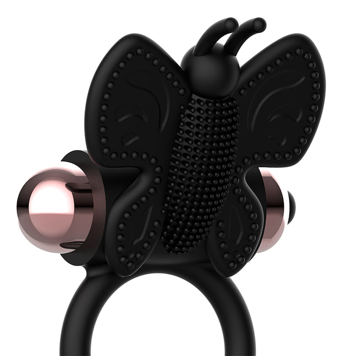 Anello Vibrante Farfalla Cock Ring Nero / Oro - Coquette - 4