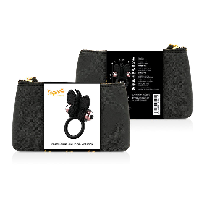 Anello Vibrante Farfalla Cock Ring Nero / Oro - Coquette - 5