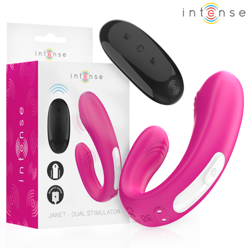 Janet Stimolatore & Vibratore Doppio a U con Telecomando - Rosa - Intense - 1