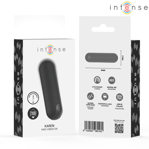 Mini Vibratore a Palla Karen 10 Modalità Ricaricabile - Nero - Intense - 4