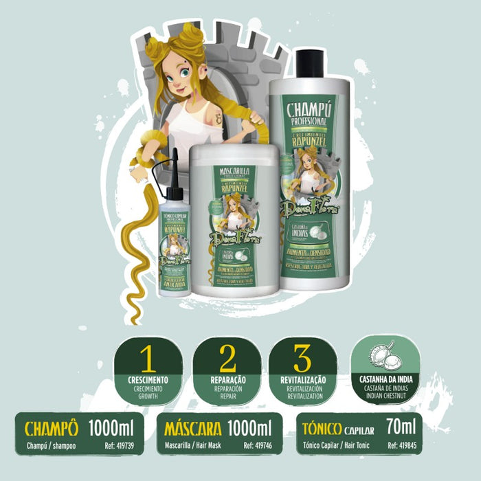 Pacchetto Rapunzel: Shampoo 1000ml + Maschera 1000ml + Tonico 70ml - Dona Flora - 2