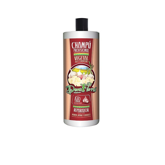 Shampoo riparatore vegetale all'aglio e cheratina da 1000 ml - Dona Flora - 1