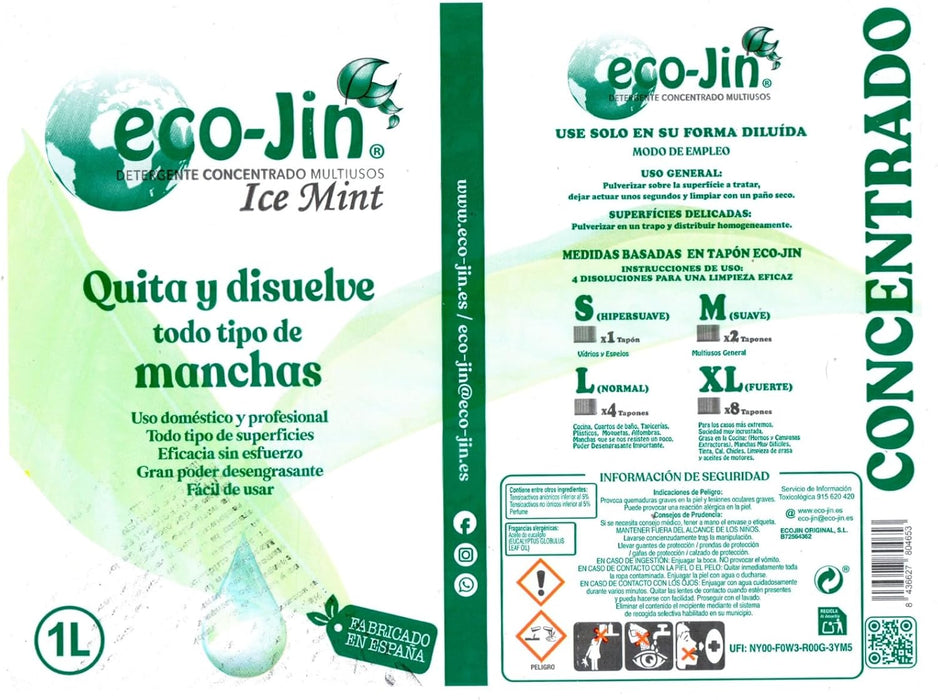 Detergente Multiuso Concentrato Ice Mint - 1 litro - Eco-jin - 4