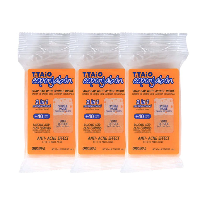 Confezione di 3 SpugnaSapone: Spugna + Sapone 2 in 1 - 120gr - T.taio : 3x Anti Imperfecciones - 1