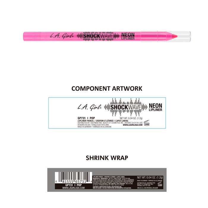 Matita per labbra al neon Shockwave - L.A. Girl : Pop Pink - 2