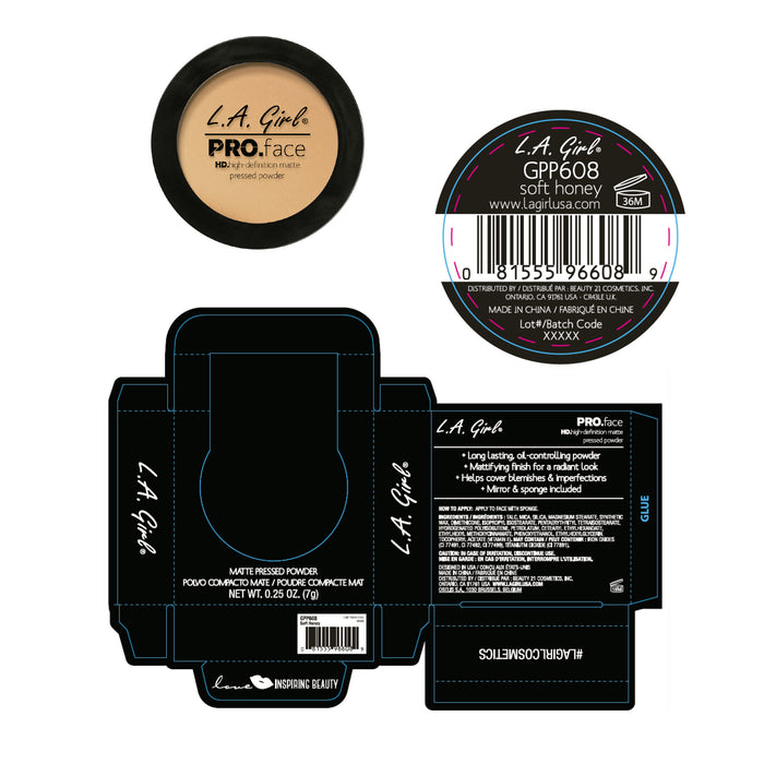 Cipria Compatta - Pro Face Matte - L.A. Girl : Soft honey - 2