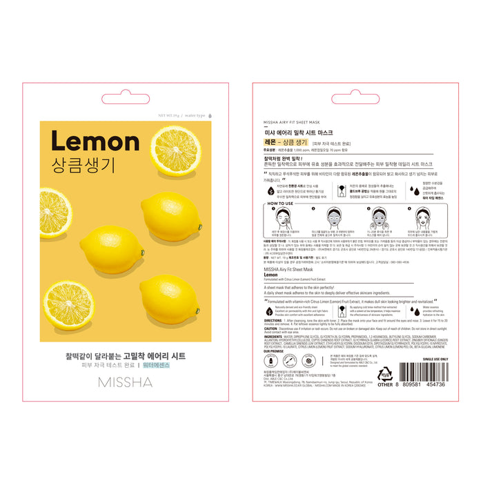 Lemon Airy Fit Mask - Uniformità del tono - Missha - 3