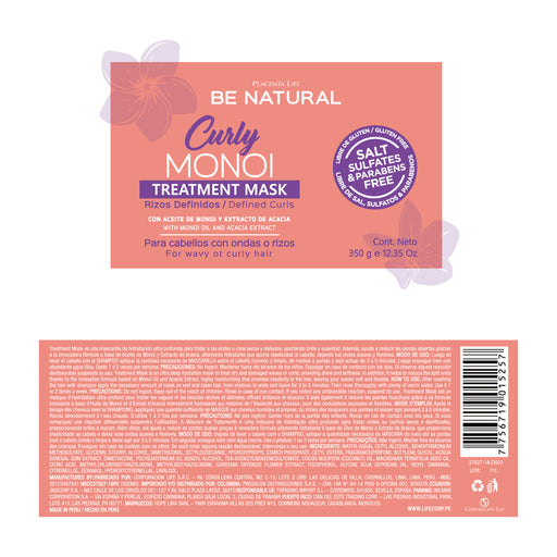 Curly Monoi Maschera Ricci Definiti 350gr - Be Natural - 2