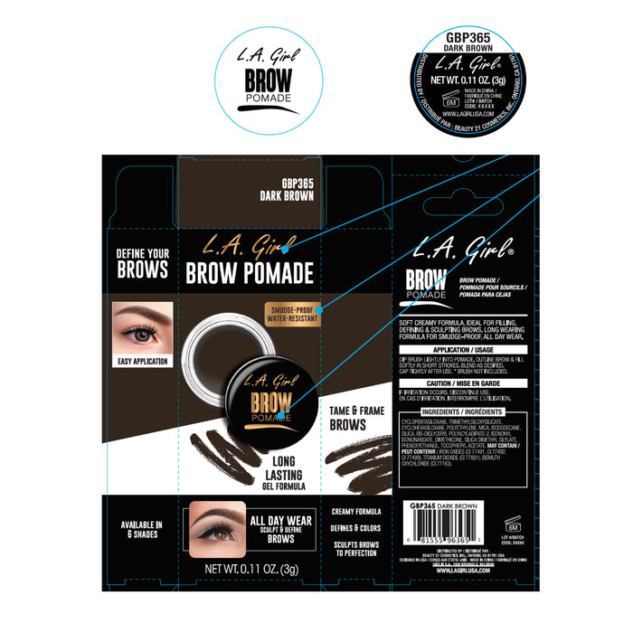 Pomata per sopracciglia - Brow Pomade - L.A. Girl : Dark Brown - 2