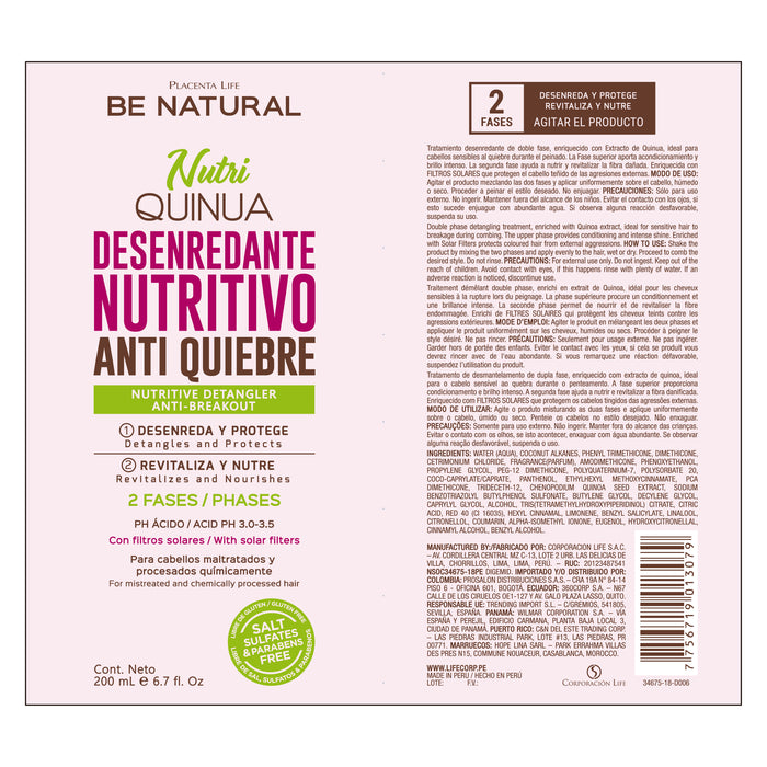 Districante Antifritz per Capelli - Nutri Quinoa 200ml - Be Natural - 2