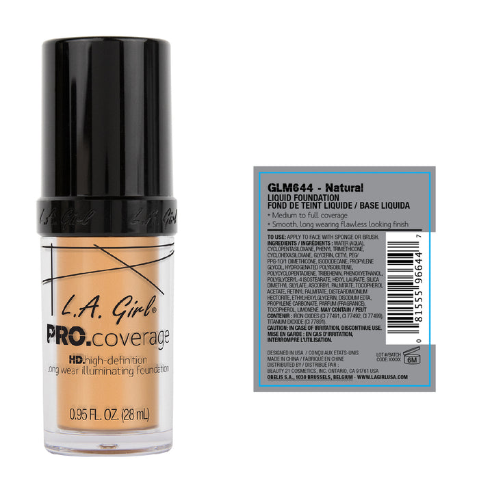 Fondotinta liquido - Illuminante Pro Coverage - L.A. Girl : Natural - 2