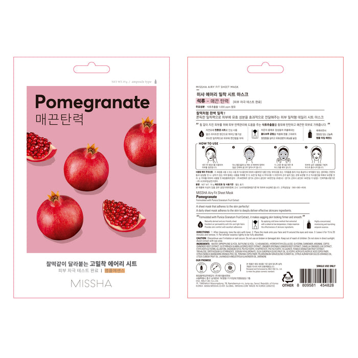 Maschera viso Airy Fit Sheet Mask - Melograno - Missha - 3