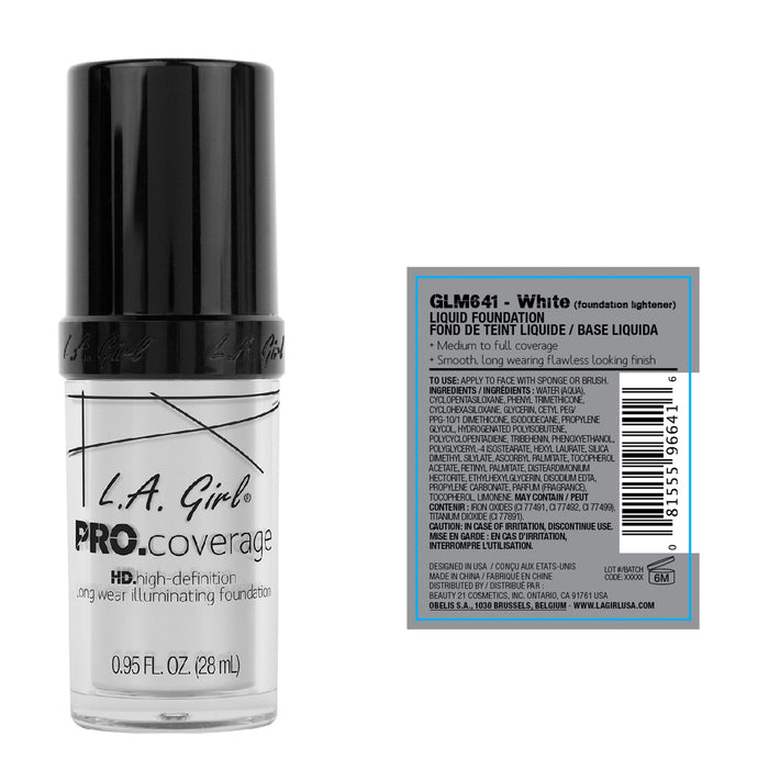 Fondotinta liquido - Illuminante Pro Coverage - L.A. Girl : White - 2