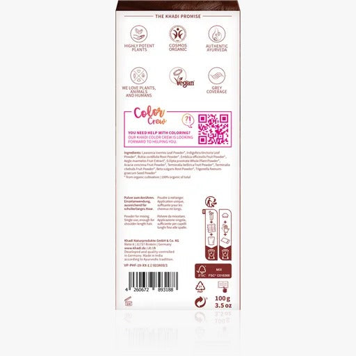 Tinta Henné Naturale - Castano Mogano 100gr - Khadi - 2