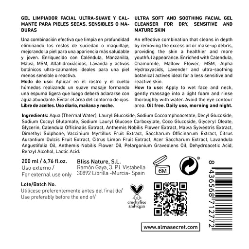 Detergente delicato e lenitivo per il viso alla calendula e camomilla da 200 ml - Alma Secret - 2