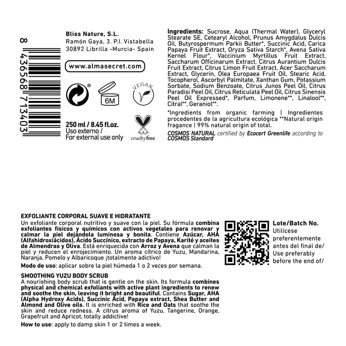 Esfoliante Corpo Yuzu Dolce 250 ml - Alma Secret - 6